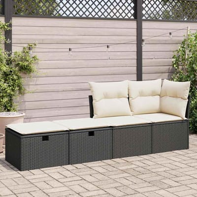 vidaXL - 2-delige - Loungeset - met - kussens - poly - rattan - acacia - zwart
