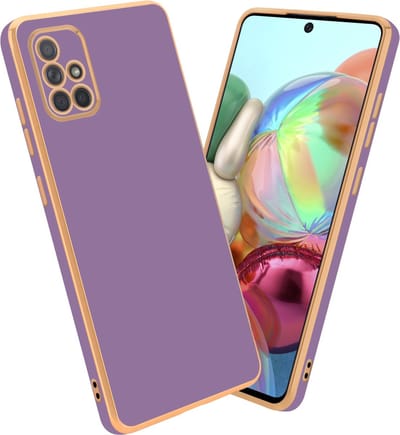 Cadorabo Hoesje geschikt voor Samsung Galaxy A51 4G / M40s in Glossy Paars - Goud - Beschermhoes Case Cover van flexibel TPU-silicone en met camerabescherming
