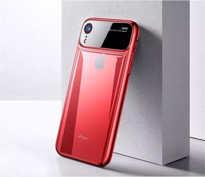 TOTU Magic Mirror/ gehard TPU beschermhoes Geschikt voor Apple iPhone XR kleur transparant met Rode randen + gratis screenprotector