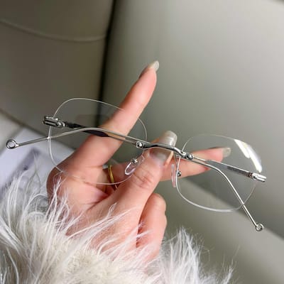 Lichtgewicht Randloos Metalen Frame Bril voor Dames - Stijlvol Modern Ontwerp Dagelijkse Mode Brillen gray