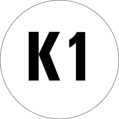K1 leidingmarkering sticker - vel 16 mm - 20 per vel