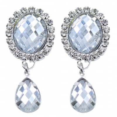 Clip oorbellen -wit -strass- kunststof- geen gaatje- Charme Bijoux