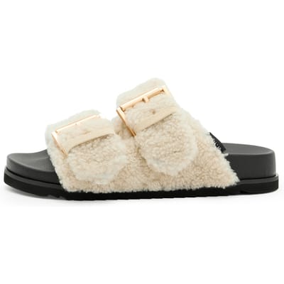 AllSaints Sian Sherpa Sandal Cream White Maat: 39 | Sandalen Outlet | Dames | Wit