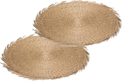 Secret de Gourmet Placemat - Set van 4x stuks - raffia naturel - rond - 38 cm - rond