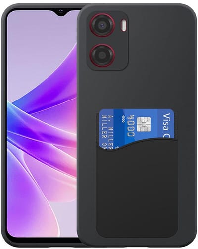 Geschikt voor Oppo A57 4G / A57s / A77 4G / A77s Telefoonhoesje met Siliconen Pasjeshouder - Flexible Back Cover Case Siliconen TPU with Silicone Cardslot - Zwart - Smartphonica geschikt voor Oppo A57 4G;Oppo A57s;Oppo A77;Oppo A77s