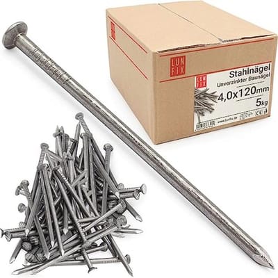 Stalen spijkers 4,0 x 120 mm - 5 kg voor bouwwerkzaamheden | Onverzinkte baunnagels voor timmerwerk en DIY
