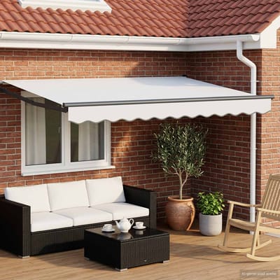 vidaXL - Handbediende - luifel - met - LED's - Wit - en - antracietkleurig - 3 - x - 2,5 - m