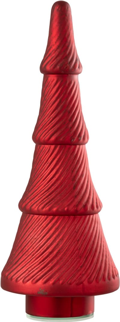 J-Line decoratie Kerstboom Geoxideerd Geribbeld - glas - rood - large