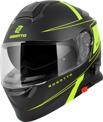 Bogotto H271 Taog Bluetooth Helm Zwart Geel - Helm