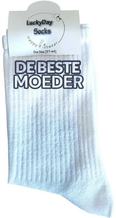 Liefste mama - Moederdag cadeau - Hou van jou - Verjaardag - Trend nu - Moeder cadeau - Sokken met tekst - Sport sokken - Cadeau voor mama - Leuke Sokken - Grappige sokken - Verjaardag cadeau voor haar - LuckyDay Socks - Maat 37-44
