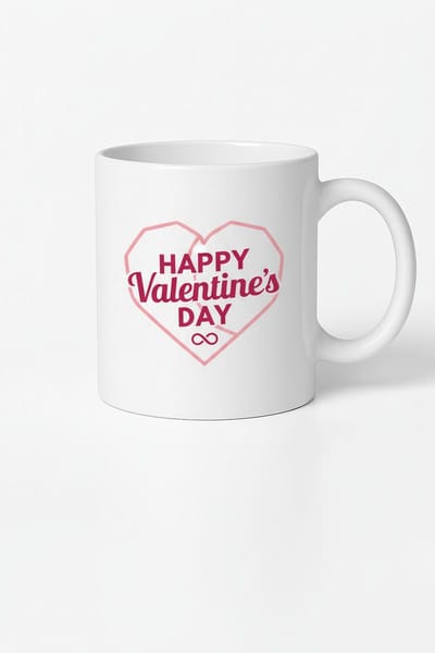 Happy Valentine's Day Mok met Roze Hart en Oneindig Symbool - Perfect Valentijnscadeau