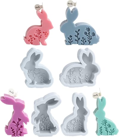 4 Stuks Silicone Mallen voor Pasen, 3D Gietmallen voor Decoratie, Perfect voor Kaarsen en DIY Projecten