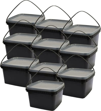Eurocatch Emmer - Zwart met transparante deksel - Hersluitbaar - 10x - 2,5L