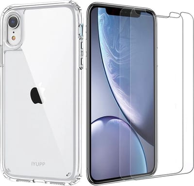 IYUPP Set met Hoesje Transparant en 2 Screenprotectors geschikt voor iPhone XR Hoesje - Met 2 Tempered Glass Screenprotectors - Transparant