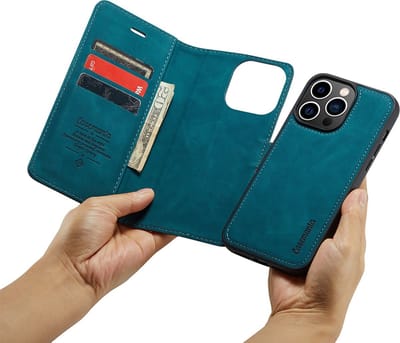 iPhone 15 Pro Max Bookcase hoesje - CaseMe - Effen Groen - Kunstleer
