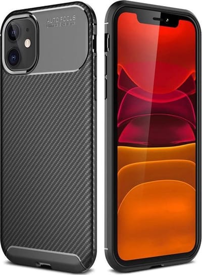MM&A Carbon Fiber TPU Back Cover Case Hoesje geschikt voor Apple iPhone 11 Pro – Zachte Plastic - Siliconen – Geborsteld – Soft Case - Flexibel – Zwart