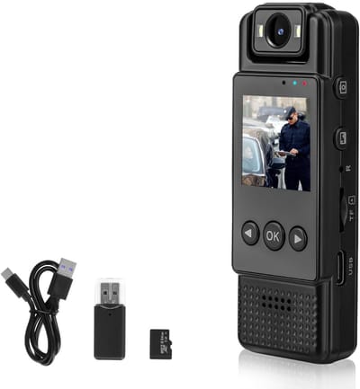 DailySupplies® Bodycam - Action Cam - Bewegingsdetectie - 180º Draaibare Lens - Bodycam Politie - Spycam - Zwart