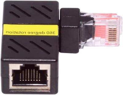 Cablecc 360 Degree Angular CAT6 UTP Male To Female Rotary Adapter RJ45 8P8C 1000Mbps For LAN Ethernet Network - ShopVlot