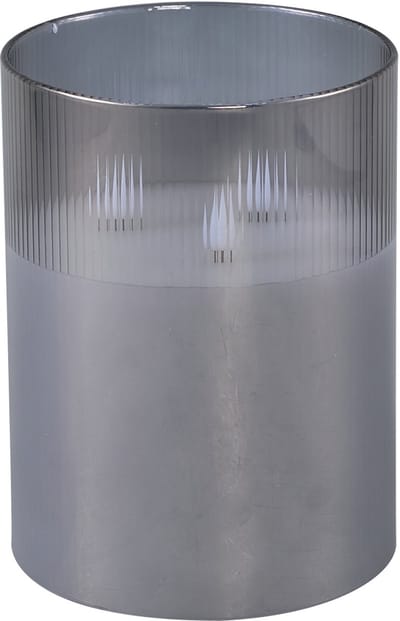 PTMD LED Windlicht grijs 15 x 15 x 20 cm - Led Stormlight Candle Grey glass M