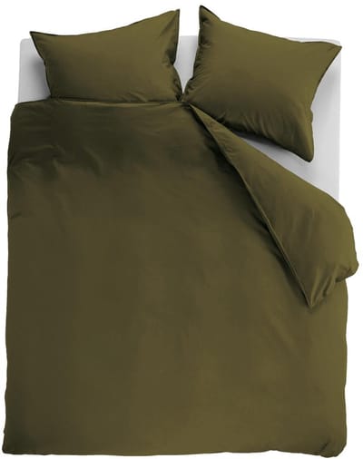Ambiante Cotton Uni dekbedovertrek - Effen - Lits-Jumeaux XL - 260x200/220 cm - Olijfgroen