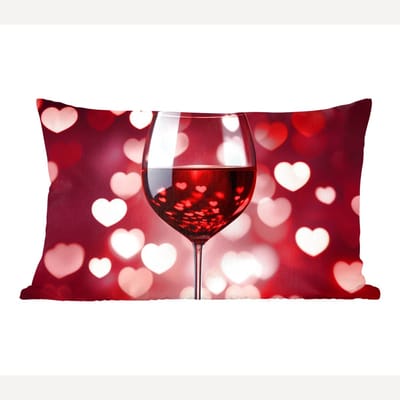 Sierkussens - Kussentjes Woonkamer - 60x40 cm - Rood - Wijn - Hartjes