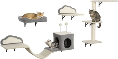 PawHut Kattenschappen Set Polyester, spaanplaat 50L x 40B x 84H cm Beige