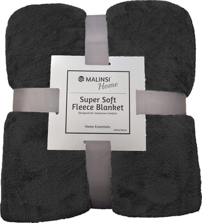 Malinsi® Fleece Deken - Zwart - Dekentje - Plaid - 200 x 230 - Fleecedeken bed geschikt voor 220x240 - Bankhoes Sprei - Woondeken Bedsprei