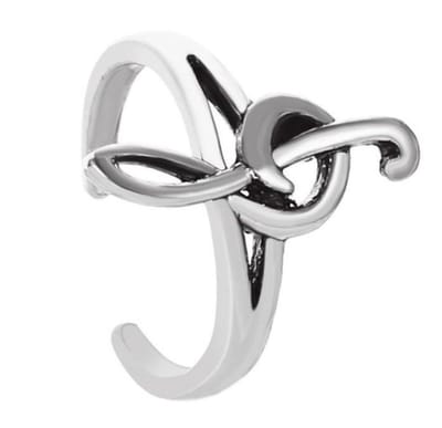 Muziek noot ear cuff | zilver gekleurd