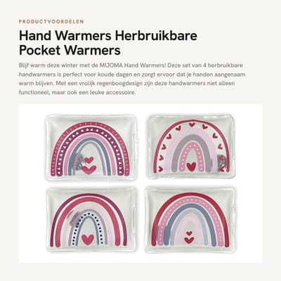 Dailygoods- Handwarmers herbruikbaar - Set van 4 - Zakwarmers - Vingerwarmers - Huidvriendelijke kunststof hoes - Tot 55 °C warmte