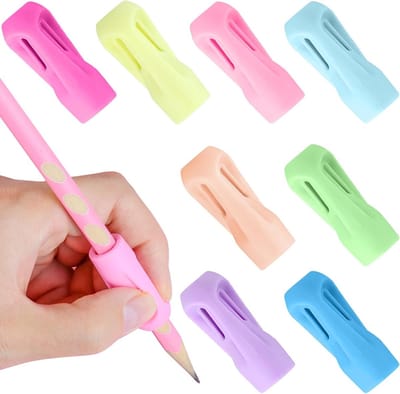 8 Stuks Ergonomische Penhouders voor Kinderen - Schrijfhulp, Gripverbetering, Geschikt voor Linkshandigen en Rechtshandigen