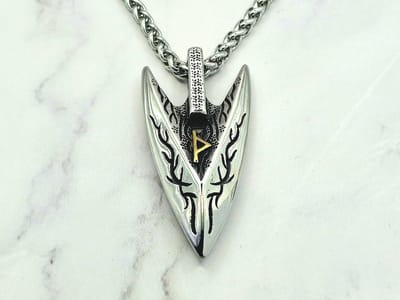 Mei's - Viking Runic Guardian - ketting heren - runen - RVS zilver/goud - 70 cm