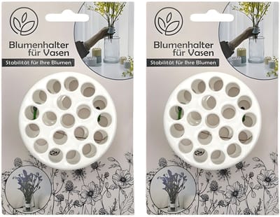Alma Garden Bloemenschikker voor in vaas - 2x - bloemverdeler - boeketring - wit - vaas raster