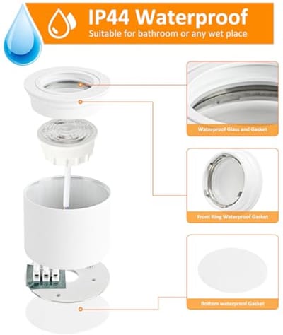 Dimbare Plafondspot voor Badkamer - Waterdichte LED Lamp met 3 CCT Instellingen (3000K/4000K/6500K) - 5W IP44 - Ø80mm x 60mm
