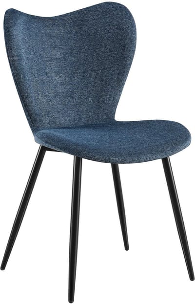 CLP Maika Eetkamerstoel - klassiek - keukenstoel - met rugleuning en zwart metalen frame - maximaal 150 kg - Stof/blauw