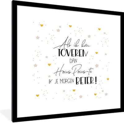 Fotolijst incl. Poster - Get well soon - Quote - Hart - Hocus pocus - 40x40 cm - Posterlijst