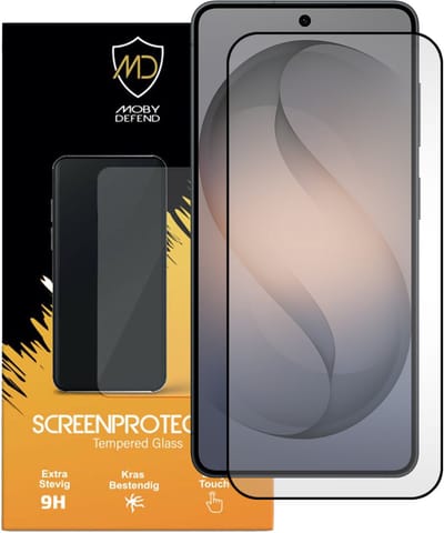 MobyDefend Screenprotector - Geschikt voor Samsung Galaxy S26 - Screensaver Met Zwarte Randen - Gehard Glas