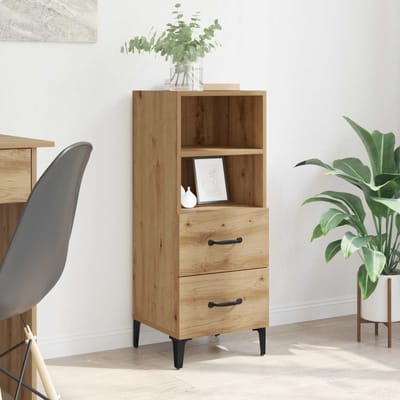 vidaXL - Dressoir - artisanaal - eikenkleurig - 34 - x - 34,5 - x - 90 - cm - Bewerkt - hout
