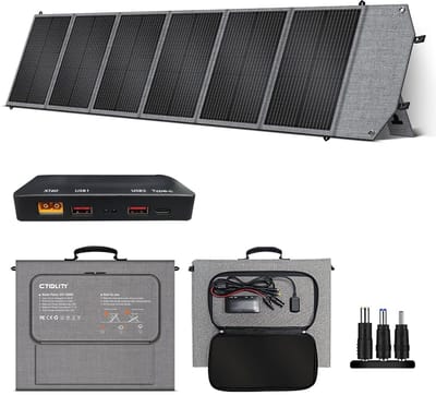 Zonnepaneel - Solar Charger - Kamperen - 200W Vermogen - 49.5 x 43 x 8 cm - Zwart