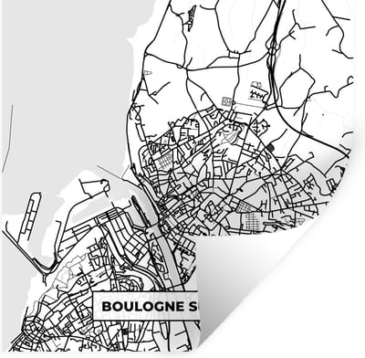 Muurstickers - Sticker Folie - Boulogne sur Mer - Stadskaart - Plattegrond - Kaart - Frankrijk - Zwart wit - 100x100 cm - Plakfolie - Muurstickers Kinderkamer - Zelfklevend Behang XXL - Zelfklevend behangpapier - Stickerfolie