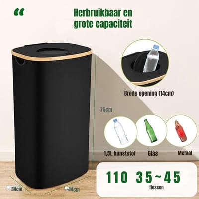 MMP® Statiegeld Container - Container - Vuilnisbak - 110 liter - 44x34x75cm - Zwart