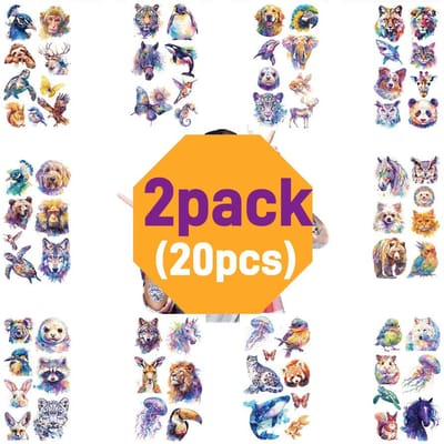 10-50 Stuks Coole Aquarel Dierentattoo Stickers Grappige Verjaardagsfeest Tijdelijke Waterdichte Tatoeages Sticker Speelgoed Cadeaus
