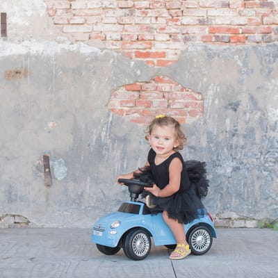 Bandits & Angels Loopauto Fiat 500 Blauw vanaf 1 jaar voor Jongens - Blauwe Loop Auto voor Kinderen - met Claxon - voor Binnen en Buiten