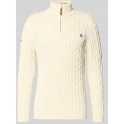 Superdry Biologisch Katoenen Klassieke Kabel Halve Rits Trui Crème Grootte: Xxxl