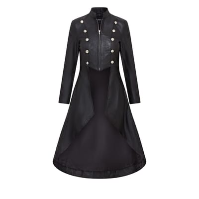 Gothic Edwardiaanse leren damesjas met volledige lengte - Atlanta