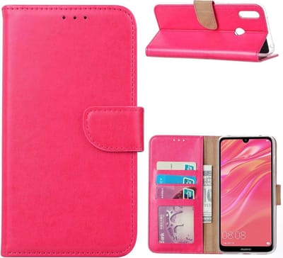 Bookcase Geschikt voor: Huawei Y7 2019 - Roze - portemonnee hoesje