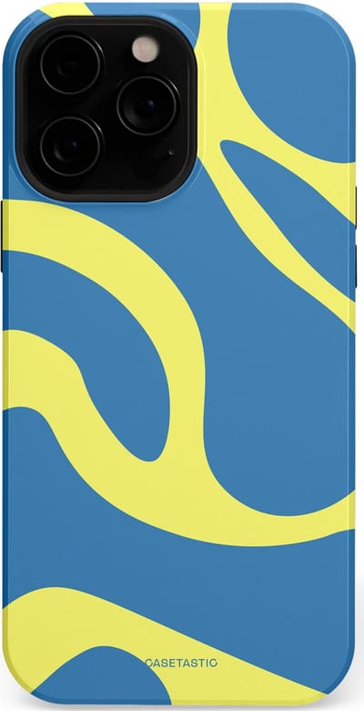 Casetastic hoesje geschikt voor Apple iPhone 13 Pro Max - MagSafe - Dubbellaagse bescherming - Blauwe Gele Zee Stranden - Fashion Case - Lavendel Goud Lichtblauw
