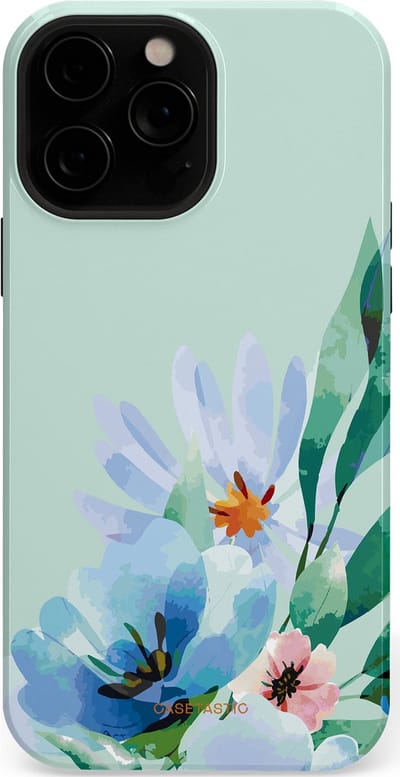 Casetastic hoesje geschikt voor Apple iPhone 13 Pro Max - MagSafe - Dubbellaagse bescherming - Lente schildering - Fashion Case - Lichtgrijs Lichtblauw Mintgroen