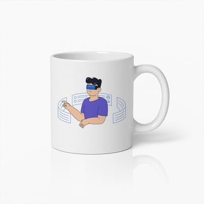 Futuristische Virtual Reality Gamer Mok – Coole Tech Koffiebeker voor VR Liefhebbers