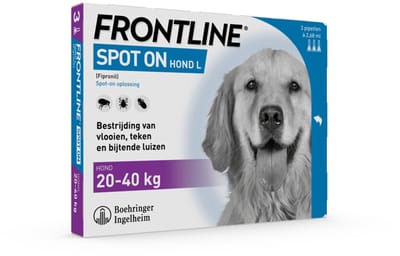 Frontline Spot On Anti Vlooien en Teken Druppels Hond L 20 - 40 kg - 2 x 3 pipetten - Voordeelverpakking