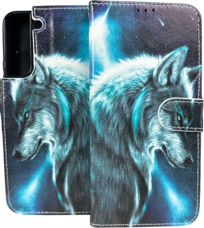 Portemonnee Book Case Hoesje Geschikt voor: Samsung Galaxy S22 Plus - Wolf Print